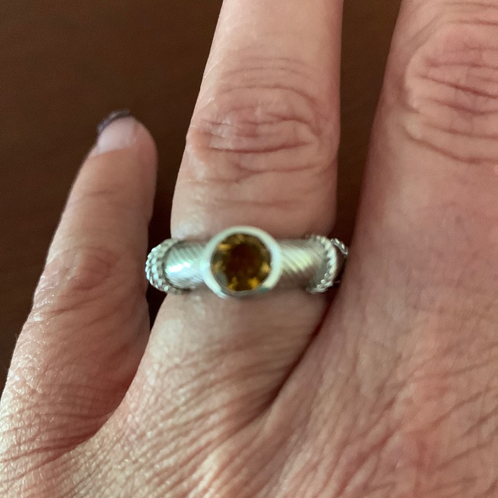 Judith Ripka sterling silver and citrine stone ring size 6